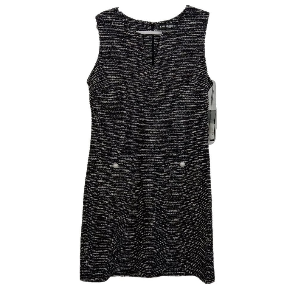 NWT Womens Size 14 Karl Lagerfeld Camilo Tweed Sheath Dress with Luster Buttons
